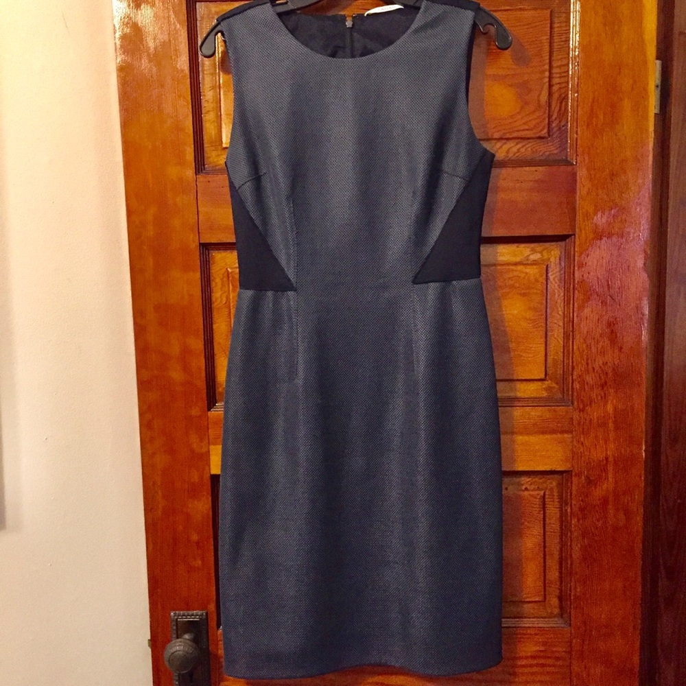 T Tahari Blue & Navy Mesh Fit & Flare Dress Size 4